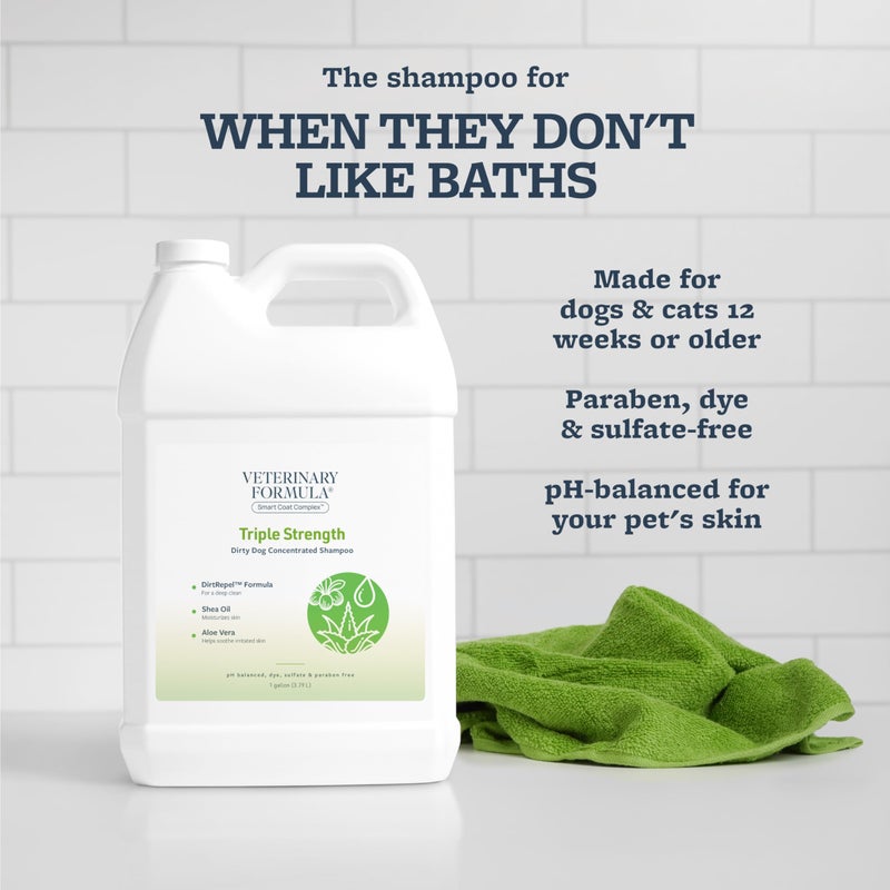 Veterinary Formula Smart Coat Complex Triple Strength Dirty Dog Concentrated Shampoo, 128 Fl oz / 1 Gallon â€“ DirtRepel Tech Cleans Extra Dirty and Smelly Dogs â€“ w/ Shea Butter and Aloe Vera to Soothe - Image 3